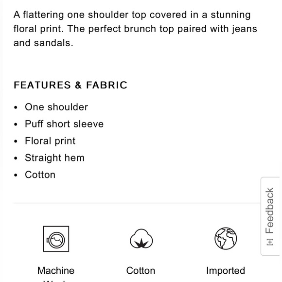 One shoulder cropped floral blouse-NWT- size S - Picture 5 of 7